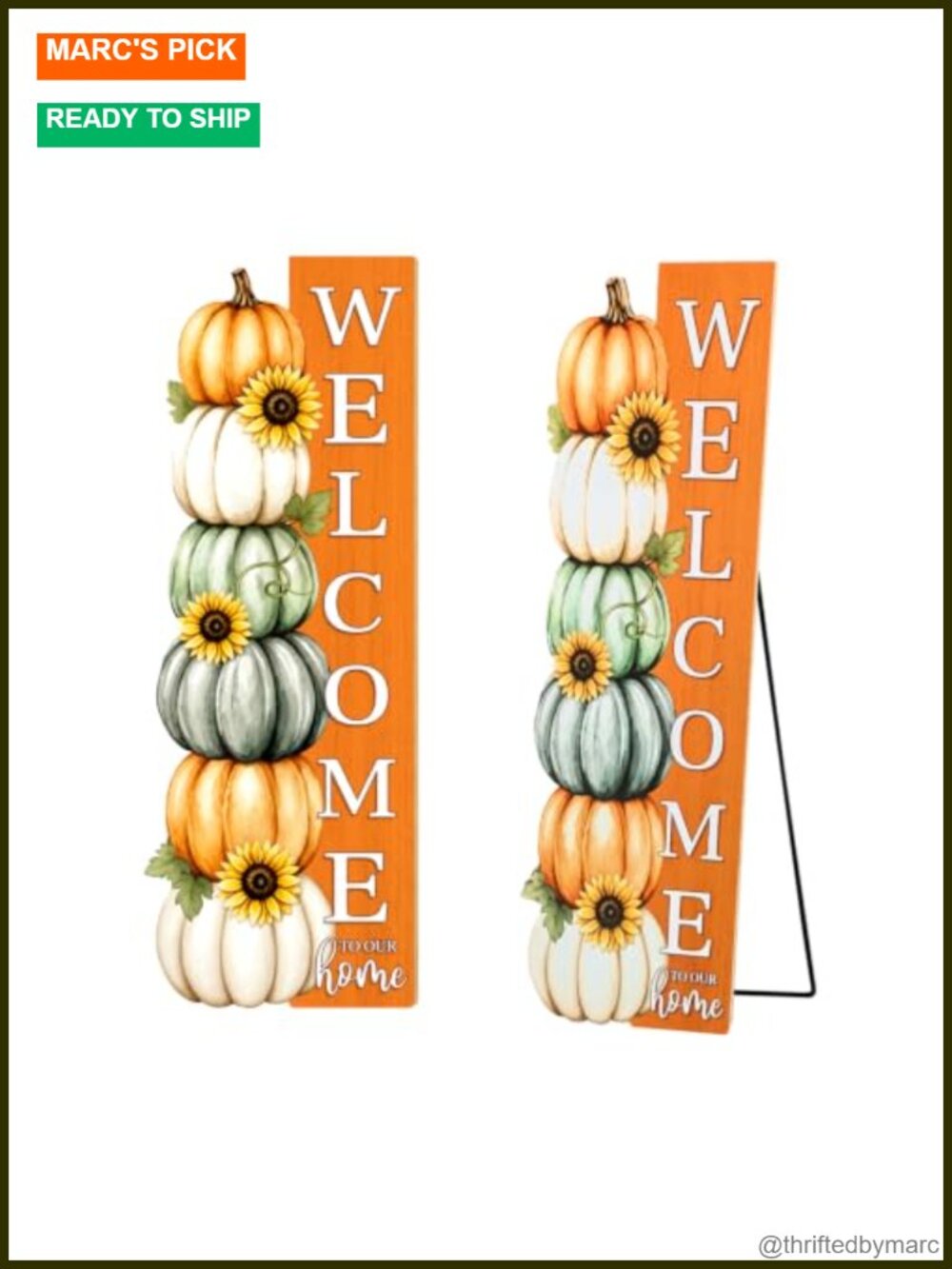 42" Fall Welcome Sign Wood Farmhouse Thanksgiving Pumpkin Yard Decor